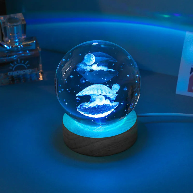 3D Glowing Planetary Crystal Ball Night Light