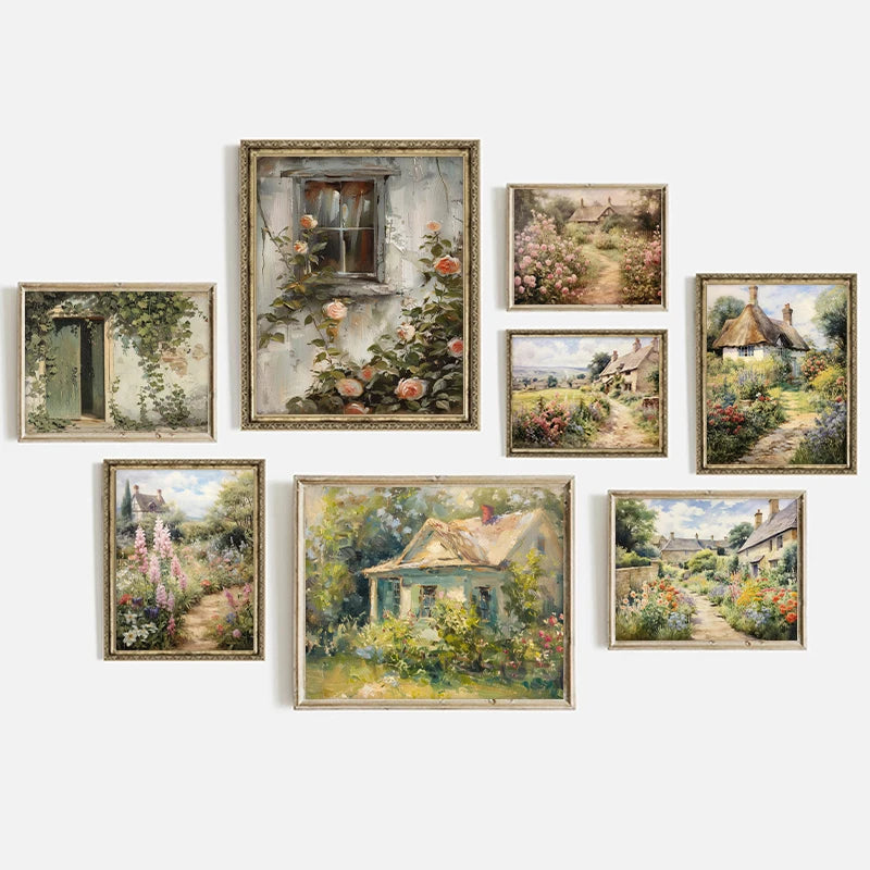 Vintage Style County Cottage Rose Flowers and Ivy, Many to choose From Canvas