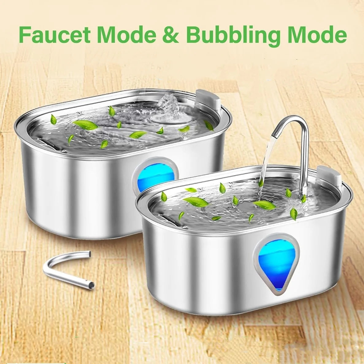 3.5 Large Capacity Pet Water Dispenser Automatic Stainless Steel, LED Lighting