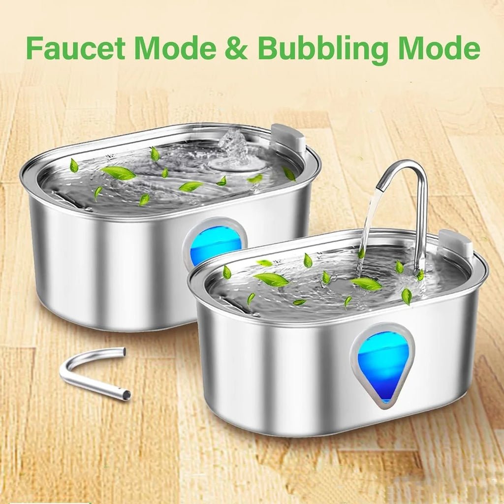 3.5 Large Capacity Pet Water Dispenser Automatic Stainless Steel, LED Lighting