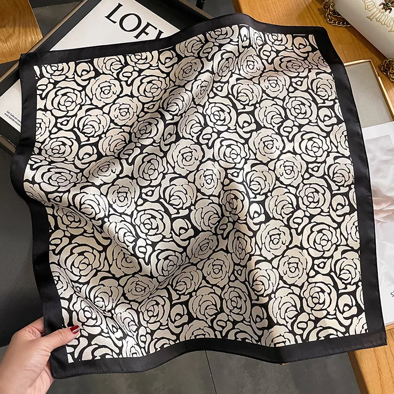 Scarf 100% Silk Bandana Women Square Scarves, Luxury High Quality