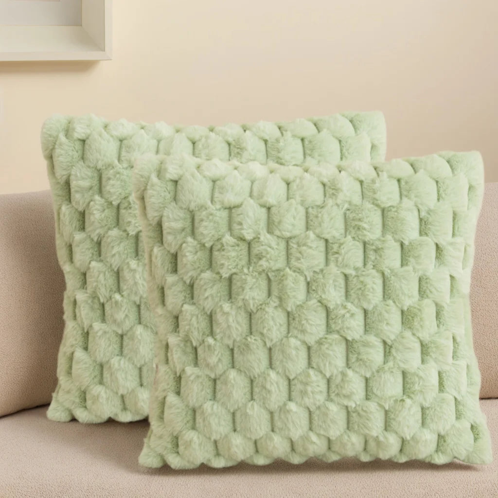 Pack Of Two Artificial Plush Fur. Decorative Throw Pillows. No Pillow Core
 ﻿