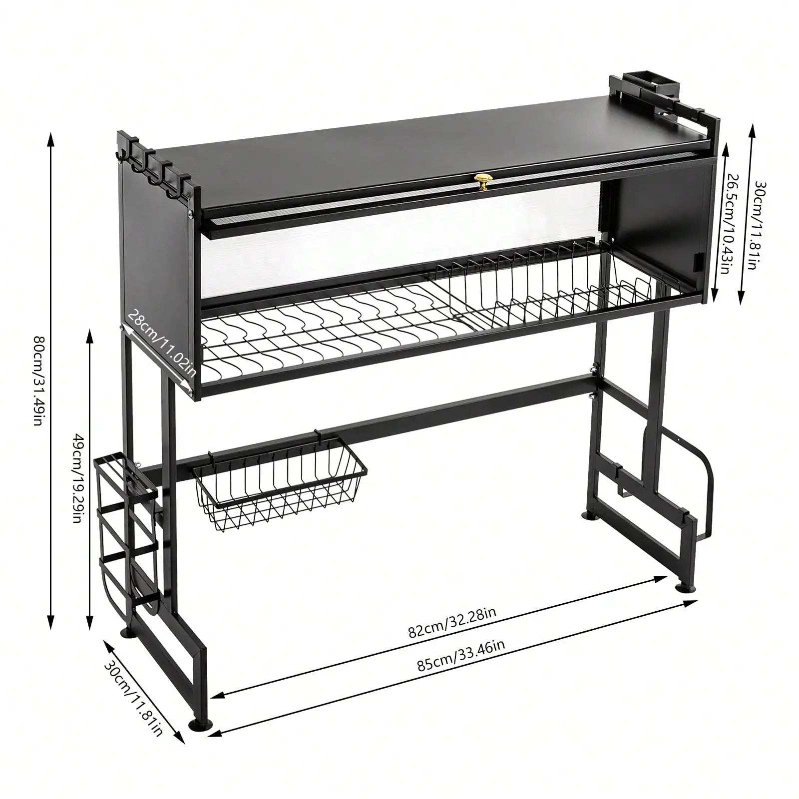 Large Capacity Organization 2-Tier Carbon Steel Kitchen Storage Dish Drainer Drying Rack Over The Sink
Over the Kitchen Sink Organizer or Dish Drainer 2-Tier