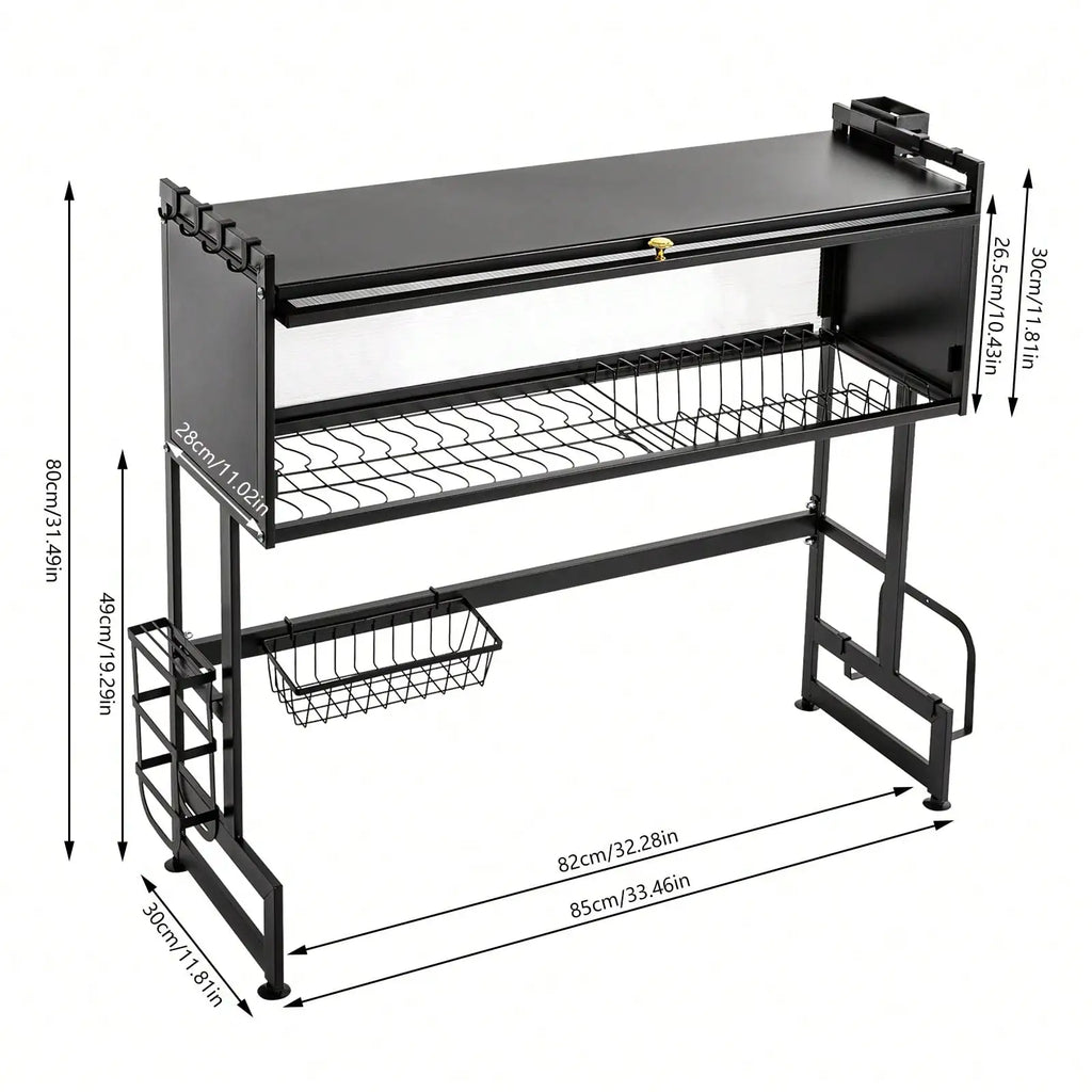 Large Capacity Organization 2-Tier Carbon Steel Kitchen Storage Dish Drainer Drying Rack Over The Sink
Over the Kitchen Sink Organizer or Dish Drainer 2-Tier