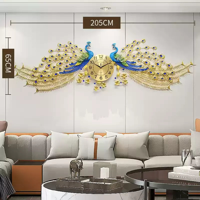 Peacock Design Wall Clock, Silent Non-Ticking Quartz Clock