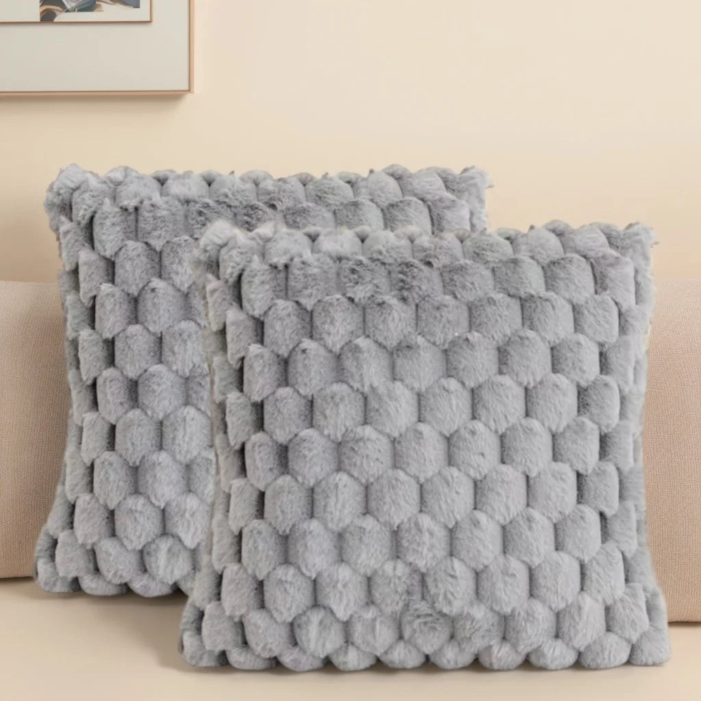 Pack Of Two Artificial Plush Fur. Decorative Throw Pillows. No Pillow Core
 ﻿
