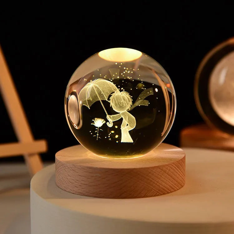 3D Glowing Planetary Crystal Ball Night Light