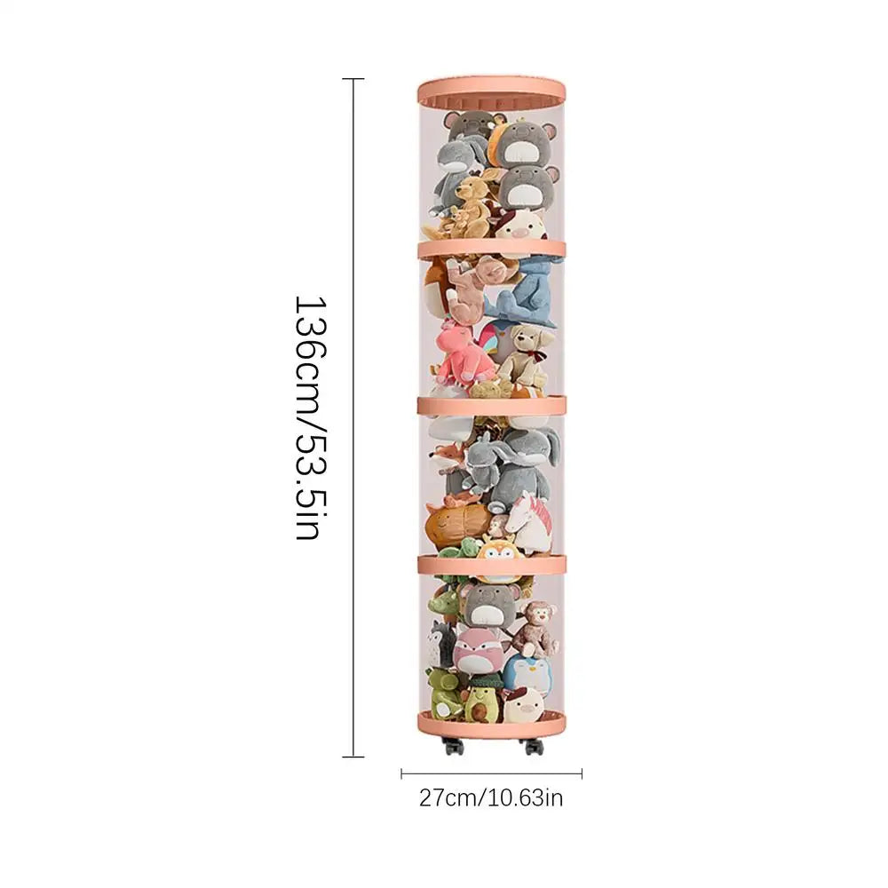 Doll and Plush Toy Organizer, Clear plastic Stackable Barrels, Dustproof