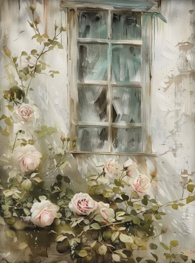 Vintage Style County Cottage Rose Flowers and Ivy, Many to choose From Canvas
