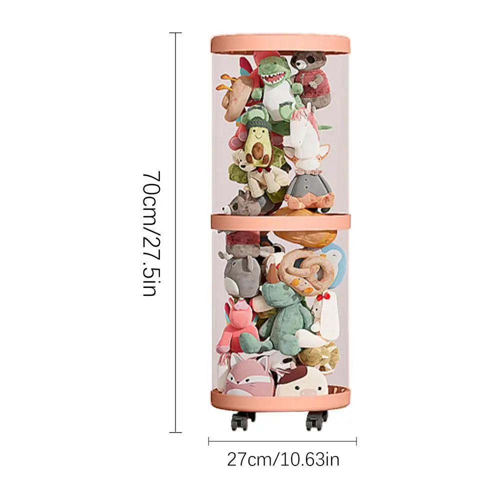 Doll and Plush Toy Organizer, Clear plastic Stackable Barrels, Dustproof