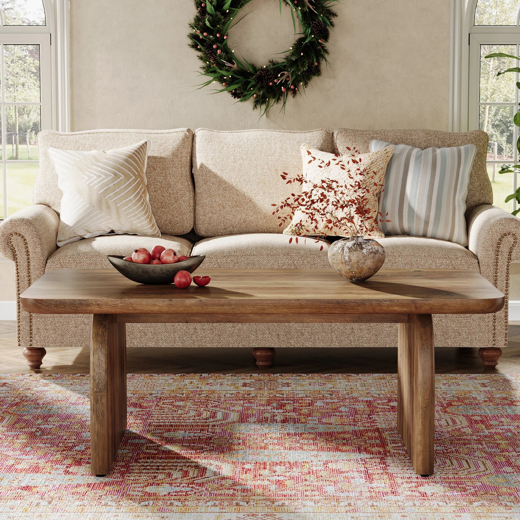 Tribesigns Farmhouse Rectangular Coffee Table