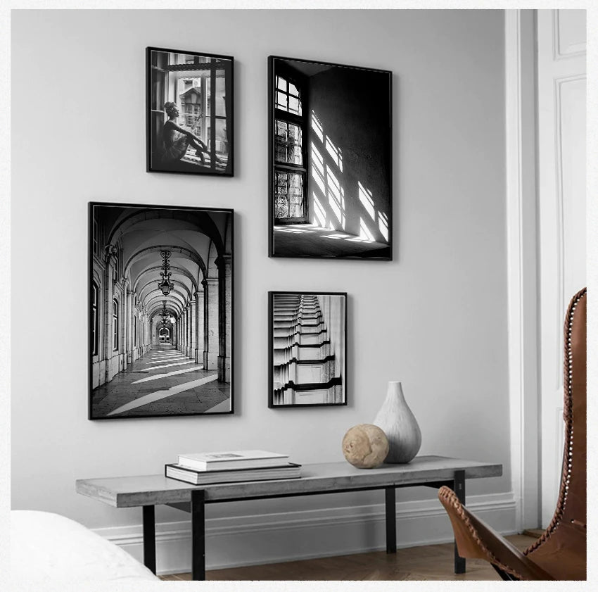 Wall Art Prints Scandinavian Nordic Black and White, Canvas