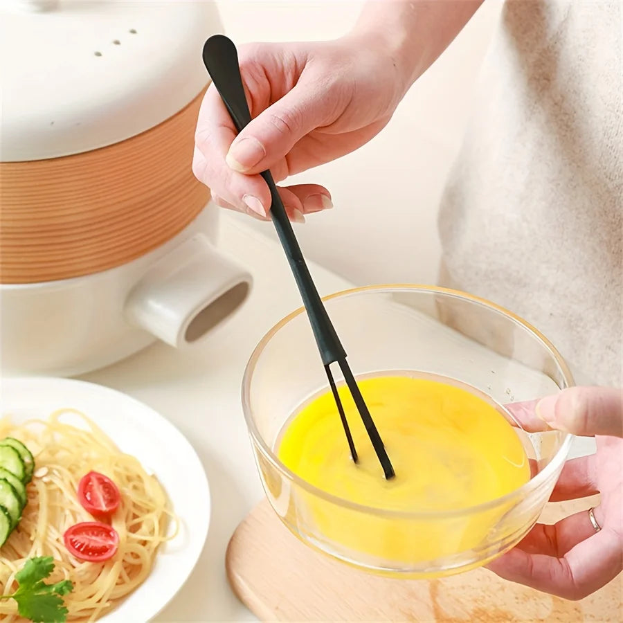2 Pack Manual Egg Whisks with spoons, Plastic Ergonomic Handle