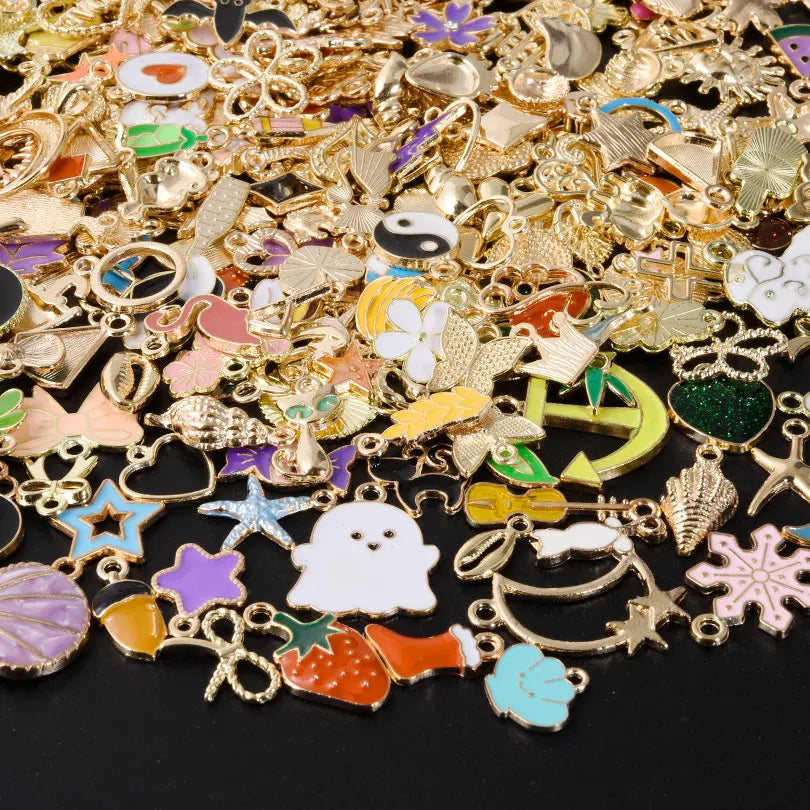 Mixed Assorted Alloy Enamel Cute Heart Pendants Charms Ocean Flower DIY Earrings Bracelet Jewelry Accessories New