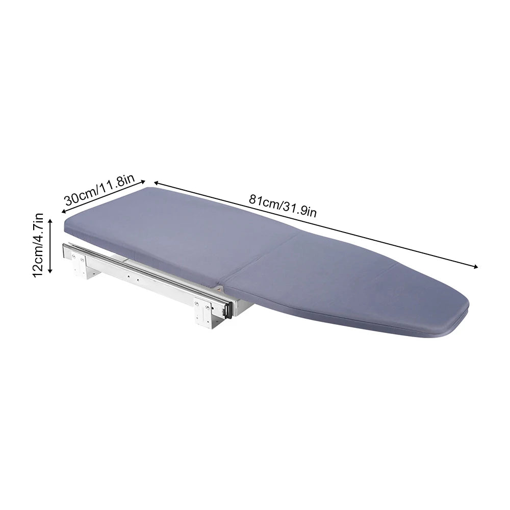 Foldable Ironing Board, Cabinet Mount, Push-Pull Sturdy Metal Frame  80x29.5cm / 31.5x11.6in (Gray)