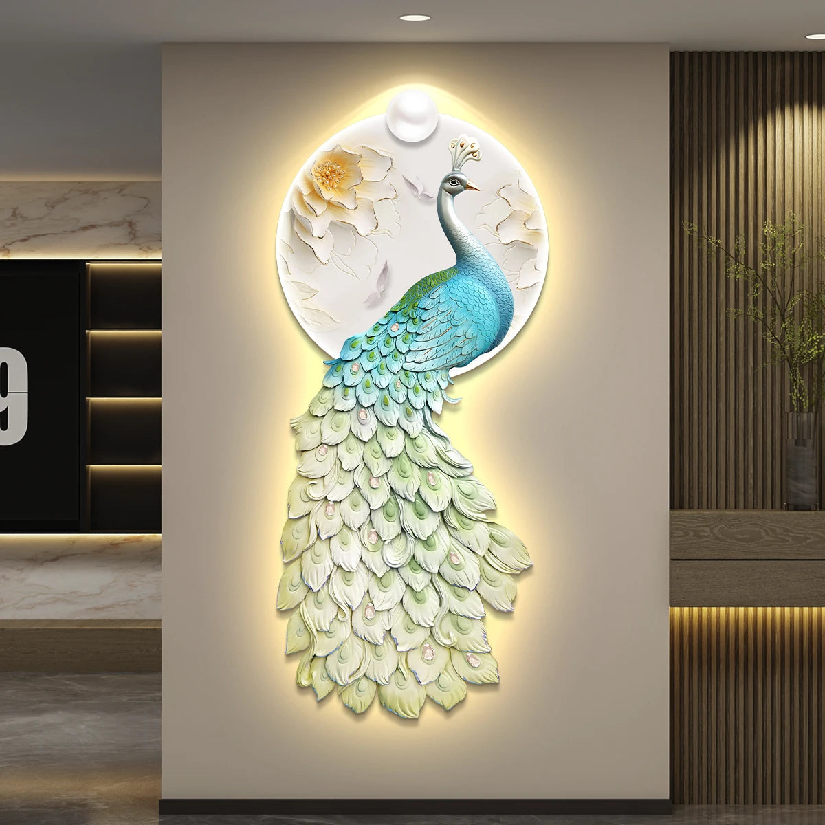 Peacock Decorative Painting LED Lights Hanging Murals