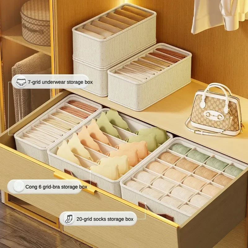 1-5Pcs Fabric Drawer Organizers For Underwear, Socks, Bras. Closet Storage Box with Dividers