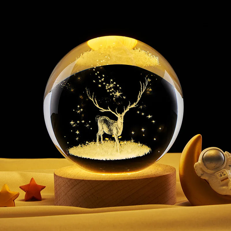 3D Glowing Planetary Crystal Ball Night Light