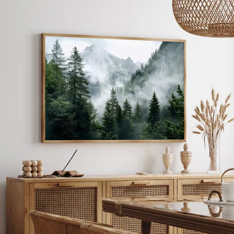 Foggy Mountain Green Forest Resting Waiting For The Sun Canvas