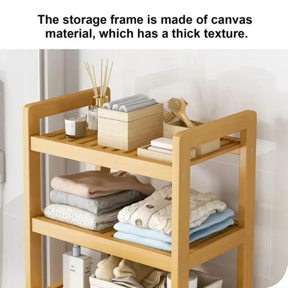 Wood Vein Weaving Laundry Hamper, Multi-Function Hamper, and shelves