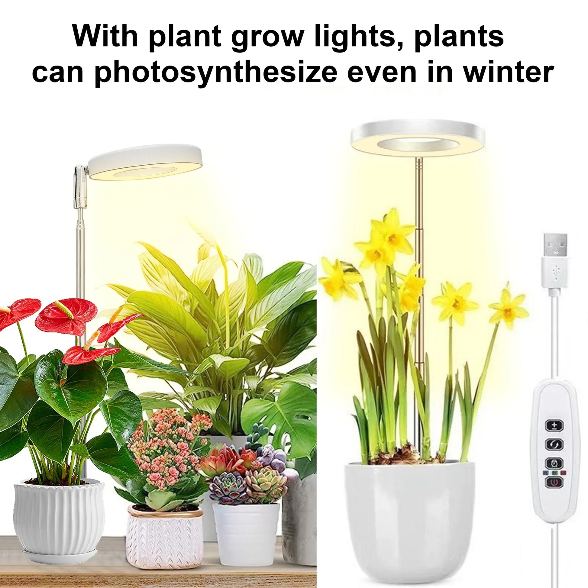 Full Spectrum LED Grow Light Indoor Adjustable, Timer, USB Powered