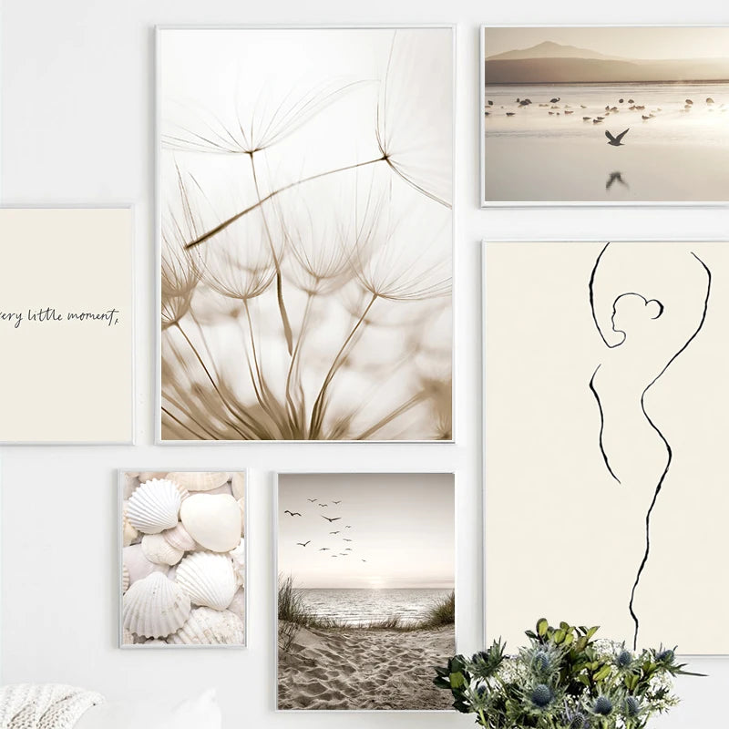 Canvas Paintings White Shells, Beach, Flowers, Posters and Prints