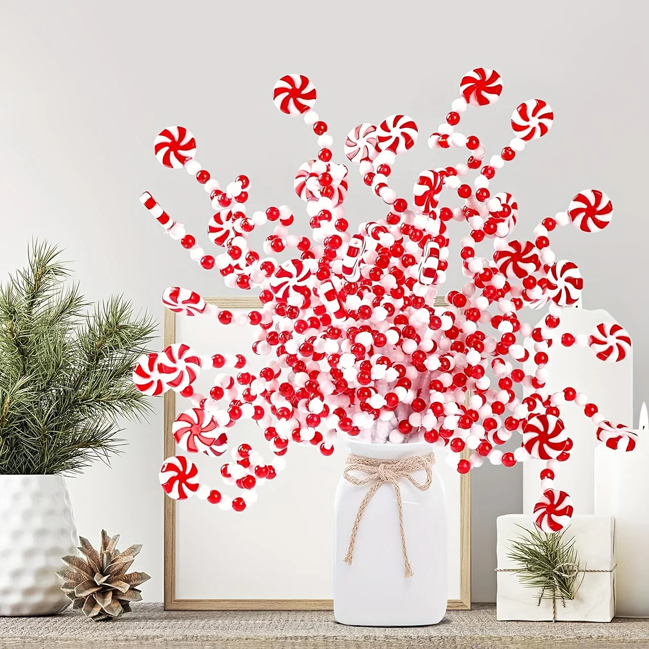 Christmas Tree Decoration Red/White Candy Bells
