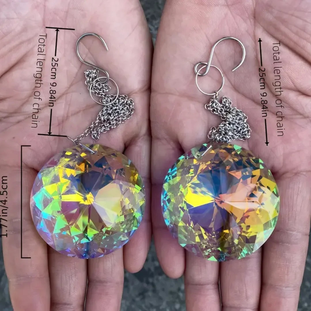 2PCS Round Crystal Sun Catchers Glass Prism Hanging Sun Catchers