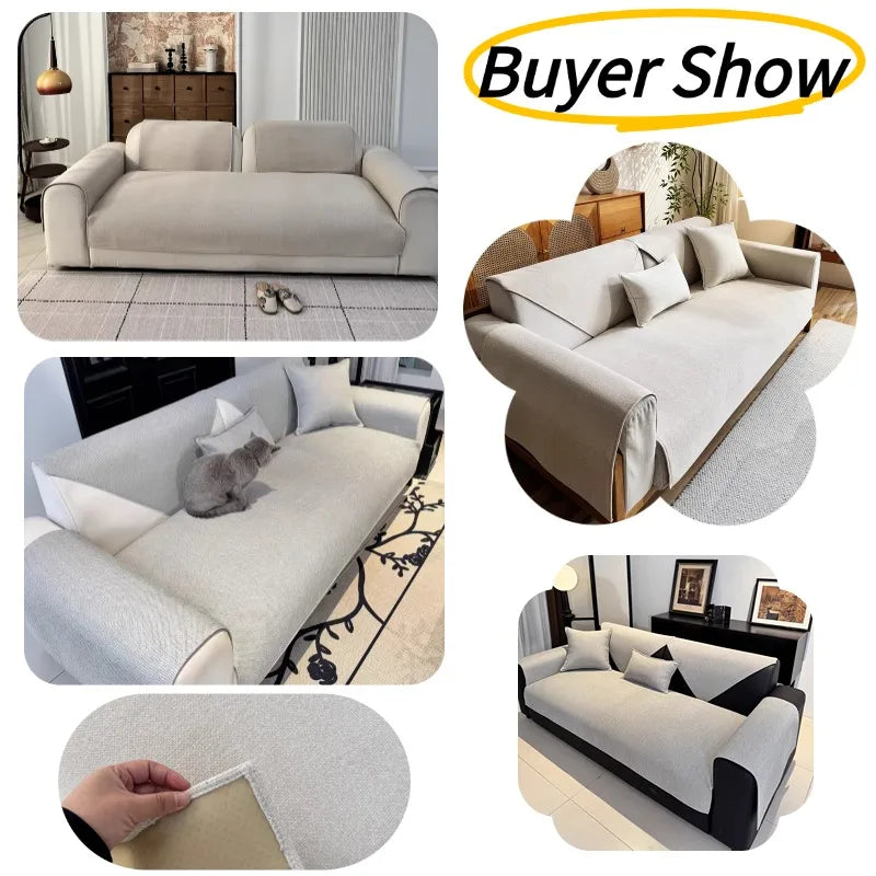 Non-Slip Chenille Sofa Seat Cover, Cat Anti -Scratch