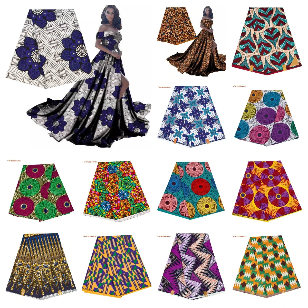 Ankara African Double Print Batik, Real Wax Fabric, Sewing Wedding Dress, Quilting, Polyester
