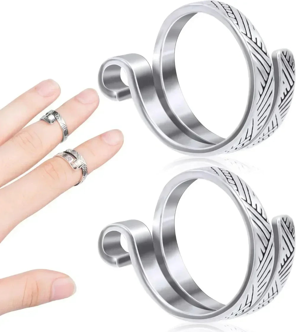 Adjustable Crochet Tension Ring, Cute Cat Yarn Guide Finger Holder, Knitting Thimble Hook Winder Tool for Beginners