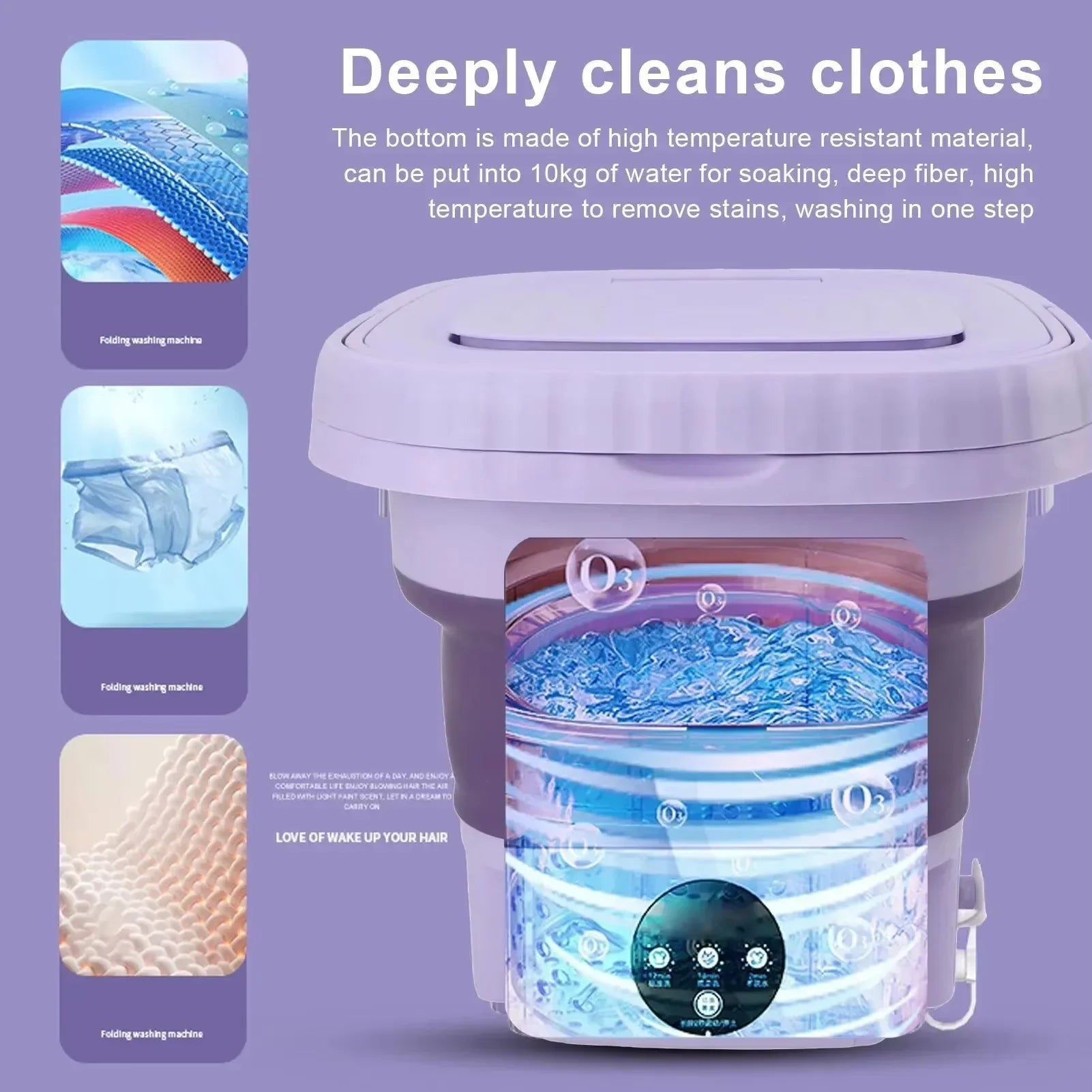Portable Washing Machine, 8L Small Foldable Spin Dryer, Mini Laundry for Socks and Underwear Lightweight Efficient