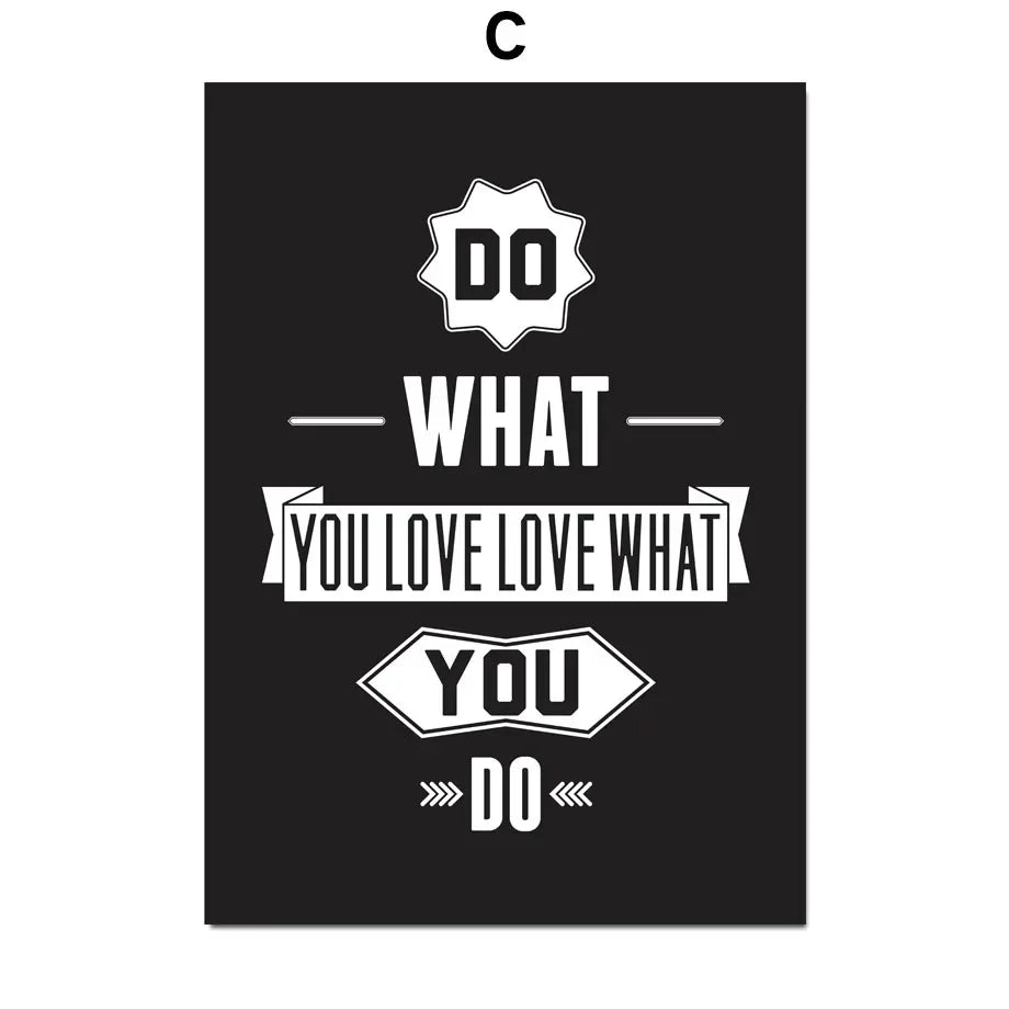 Print Black on White Canvas Painting Motivational Inspiring Quotes