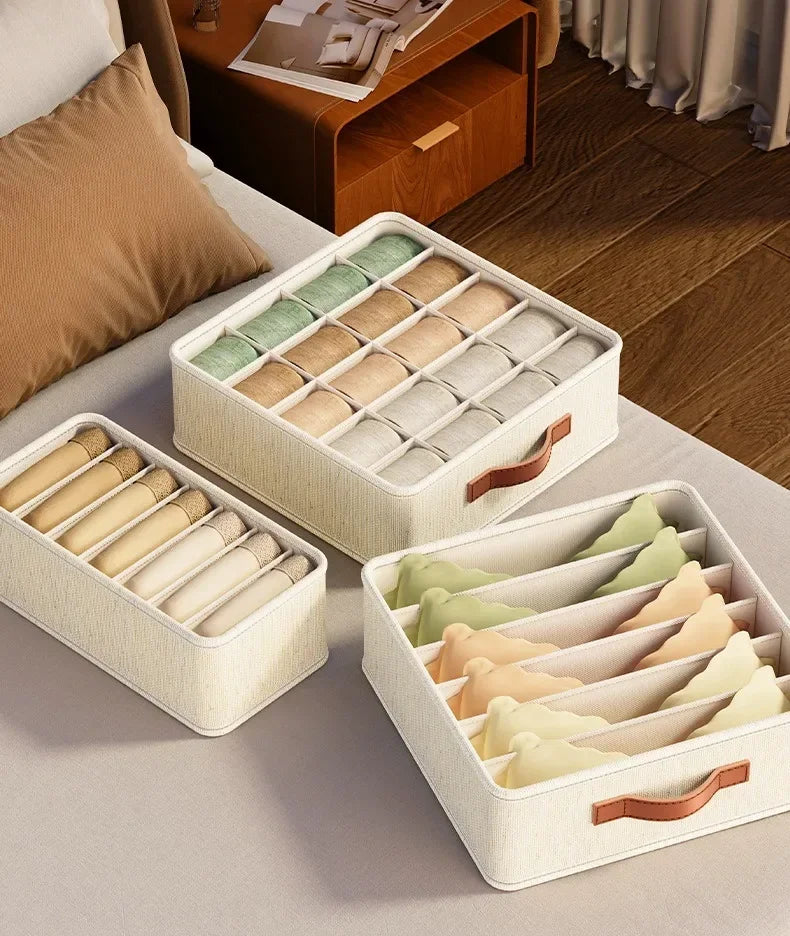 1-5Pcs Fabric Drawer Organizers For Underwear, Socks, Bras. Closet Storage Box with Dividers