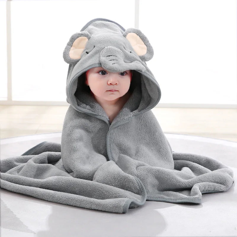 Cartoon Animal Hooded Bath Towel, Use As Blanket, Bathrobe, Swaddle