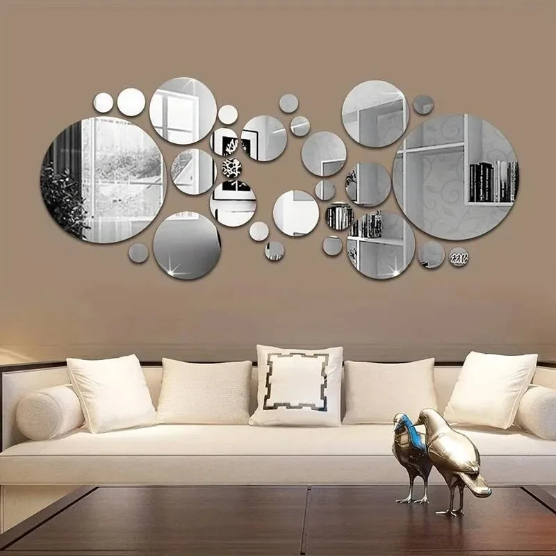 3D Round Acrylic Mirror Wall Stickers 26PCS Nice Effect