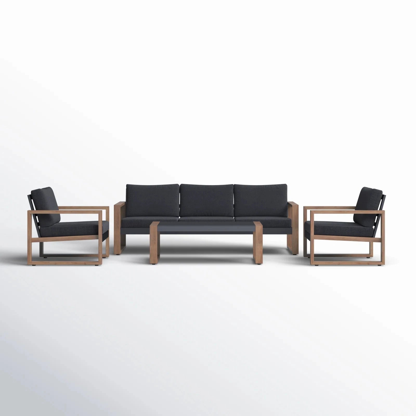 Outdoor Patio Furniture Aluminum Faux Wood Grain Frame, Seats 5