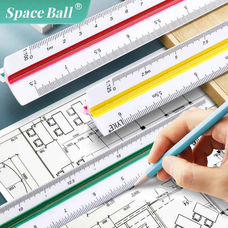 Multi-functional Triangle Ruler  12.5/30cm Drafting Tool Scale Ruler Architect Technical Ruler