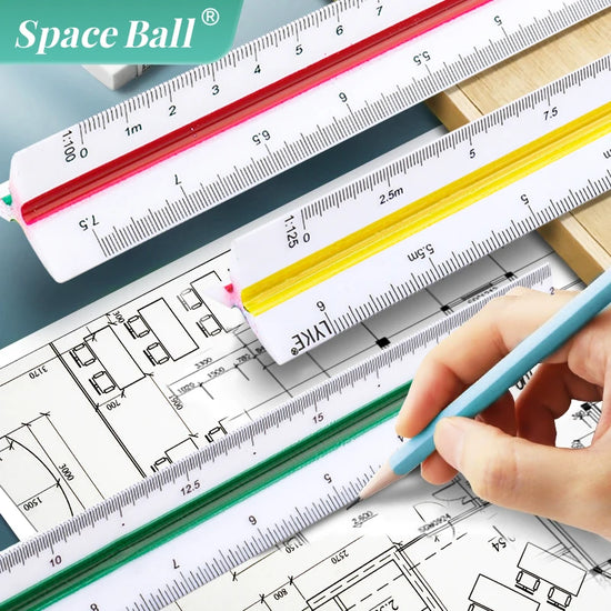 Multi-functional Triangle Ruler  12.5/30cm Drafting Tool Scale Ruler Architect Technical Ruler