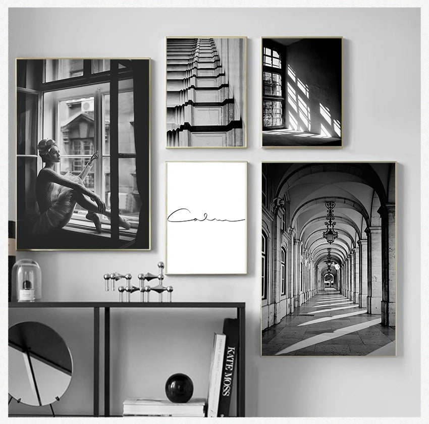 Wall Art Prints Scandinavian Nordic Black and White, Canvas