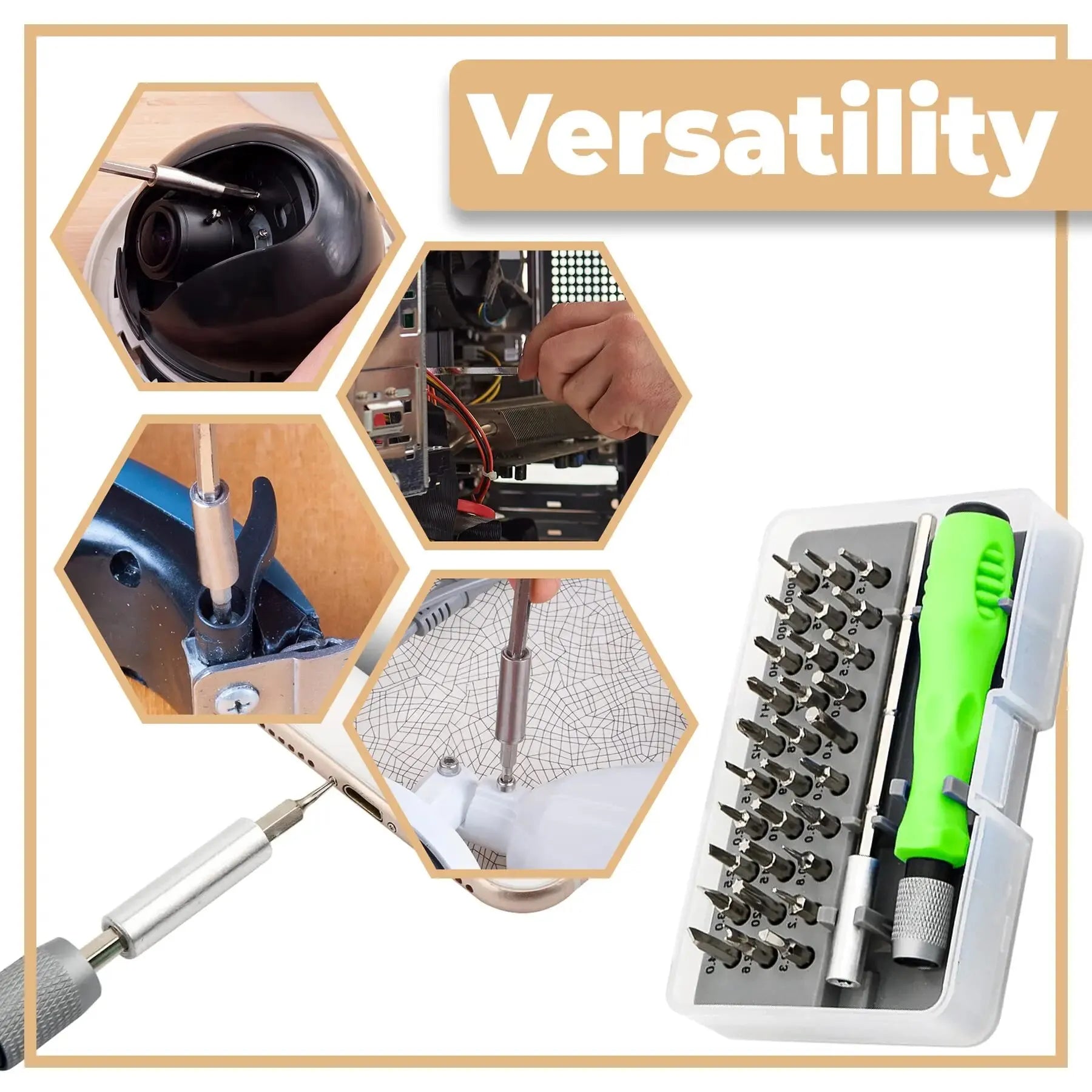 Mini 32-in-1 Precision Screwdriver Set, Magnetic Phillips Bits, Repair Kit Phone, Watch, Glasses