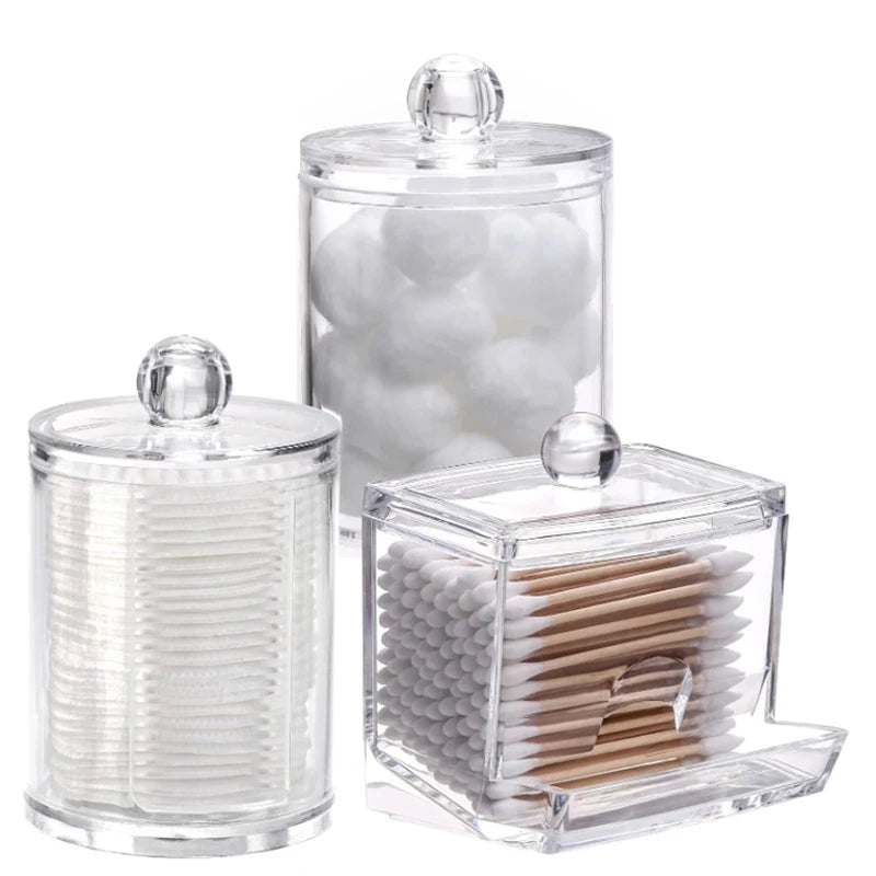 Bathroom Organizer Accessories Set, Q-tip Holder, Cotton balls, Cotton Pads, jars
