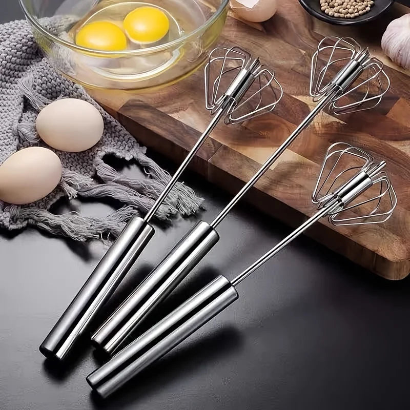 Stainless Steel Egg Beater Durable Semi-Automatic Mixes, Stirs and Beats for Kitchen Baking