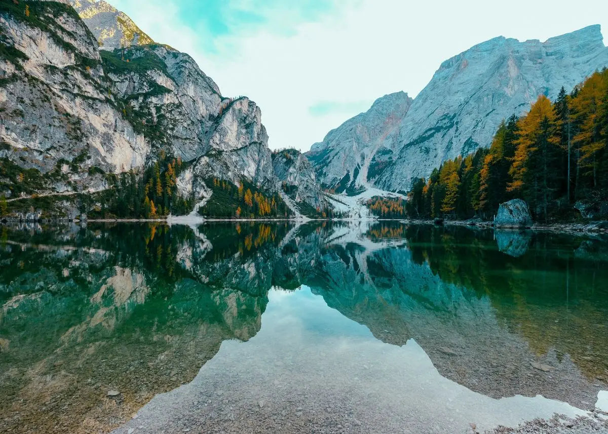 Green Forest Mountain Deep Blue Lake Bring Beauty Into Your Home