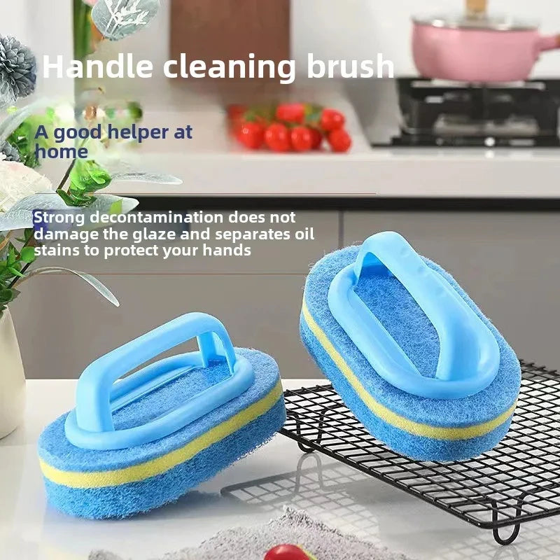 1/3 Pcs Household Cleaning Brush, Magic Handle Sponge For Easy Cleaning. Bathroom, Kitchen, Walls, Windows