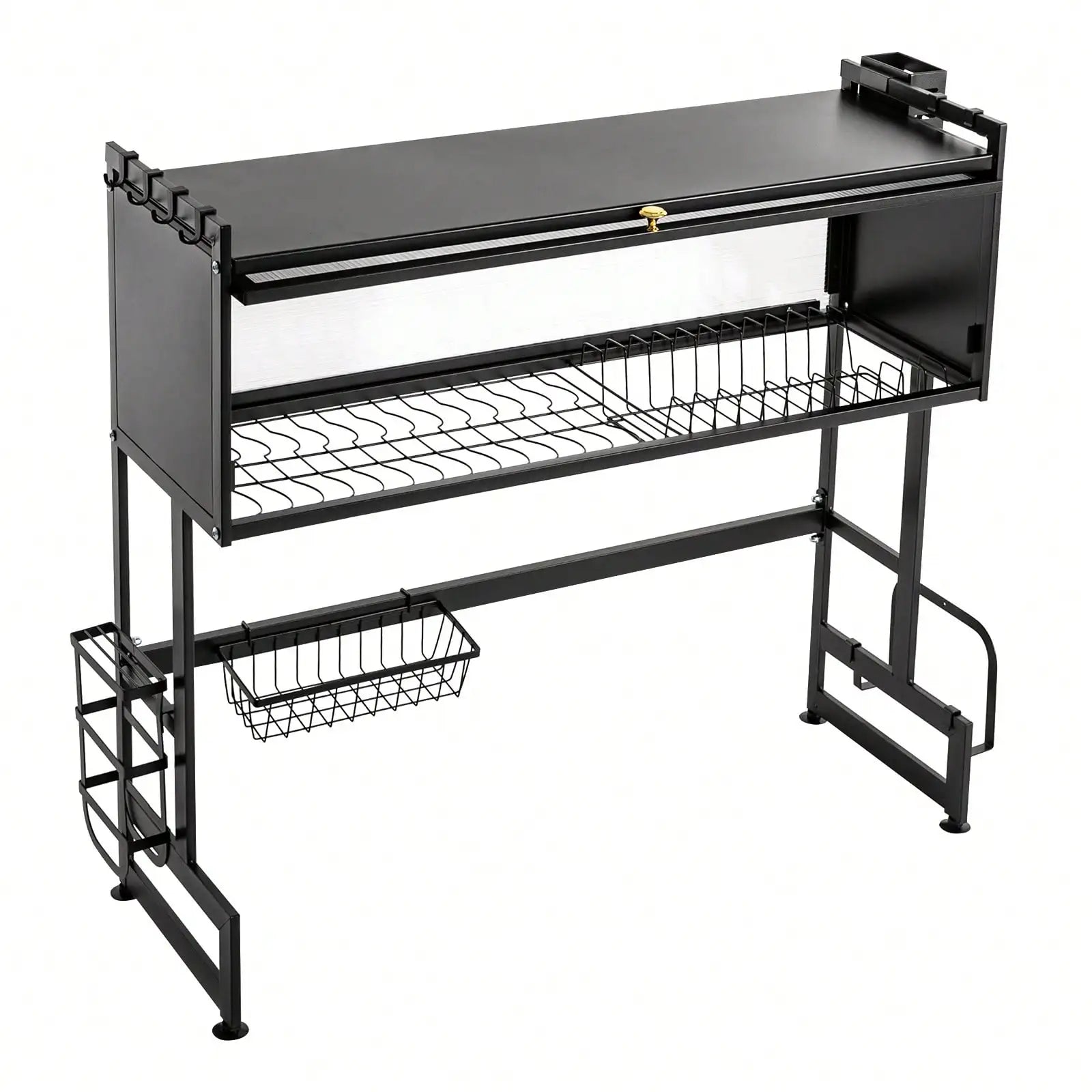 Large Capacity Organization 2-Tier Carbon Steel Kitchen Storage Dish Drainer Drying Rack Over The Sink
Over the Kitchen Sink Organizer or Dish Drainer 2-Tier