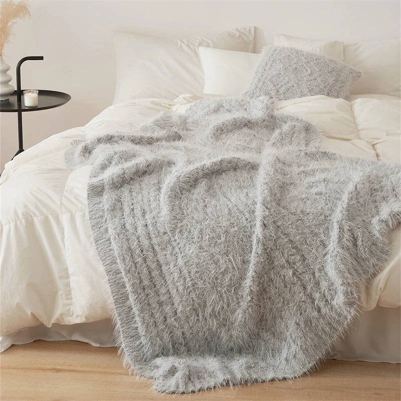2025 new living room knitted blanket bedside blanket sofa office bedroom nap blanket solid color simple