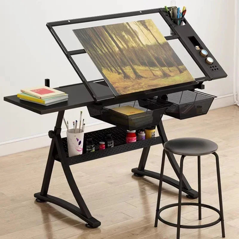 Multifunctional Drafting Table Liftable, Designer Table Workbench, Art Easel, Painting, Sketching,