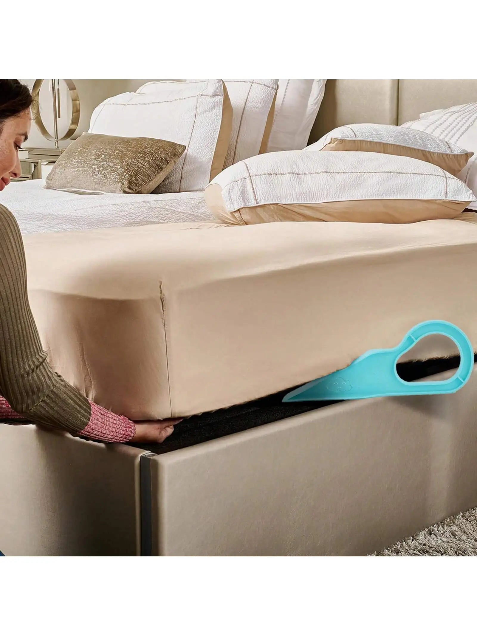 ﻿
1/2 pcs Mattress Lifter Tool for Changing, Removing. Bed Skirts, Wedge
