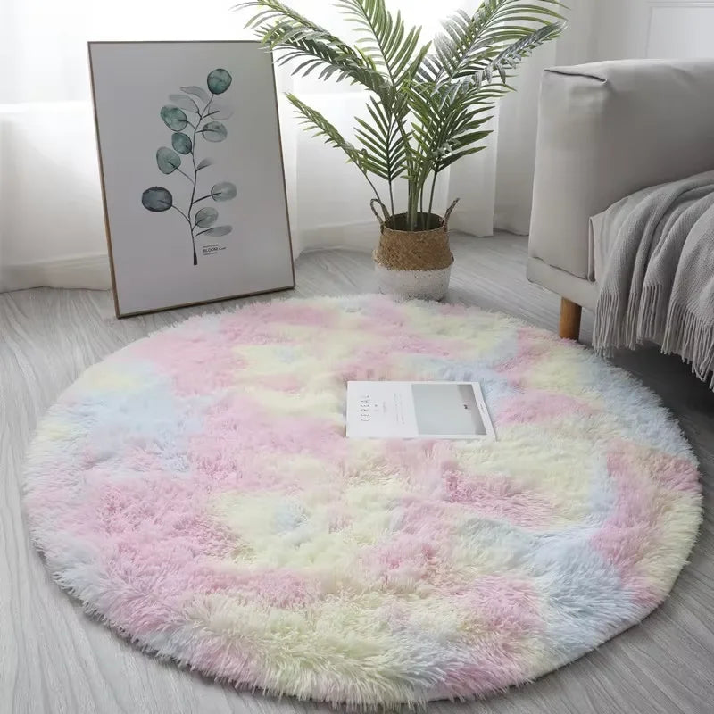 VIKAMA Ultra Soft Shaggy Round Rug Fluffy Thick Pile Carpet Living Room, Home Decor. Bedroom Kids